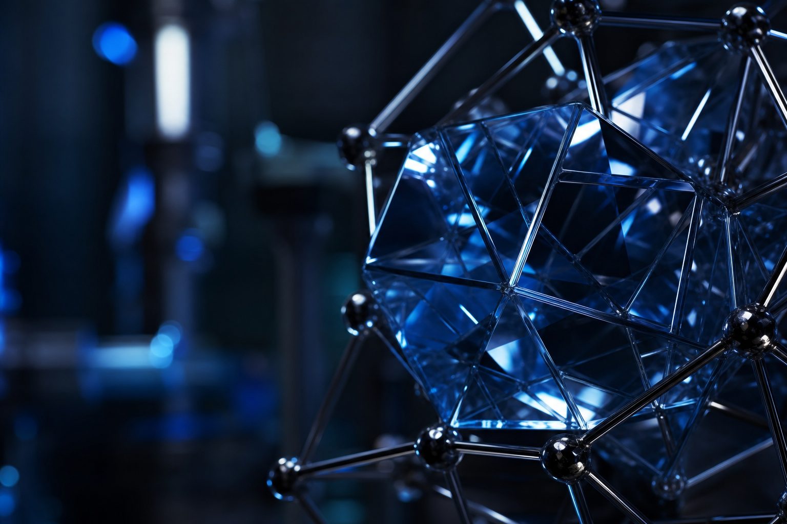 Crystalline material lattice refracting cool blue light